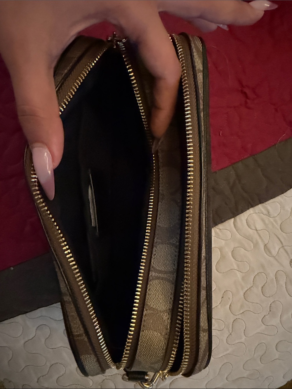 Coach Signature Crossbody Bag in Brown and Cream - Picture 5 of 11